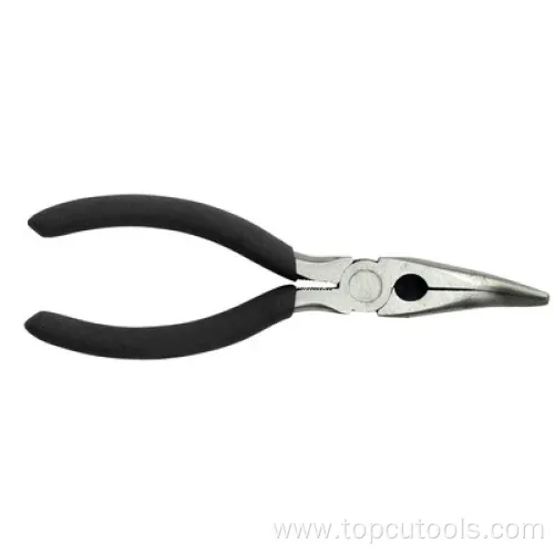 Head Polished Carbon Steel Black Dipped Handle Straight 160mm Bent Nose Pliers